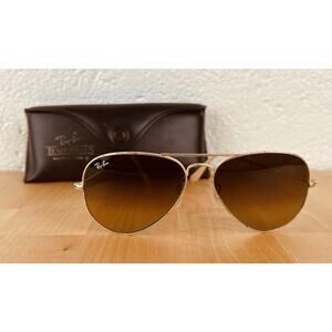 Vintage Ray-Ban Traditions B&L Aviator Sunglasses Gold Brown Gradient w/ Case B3
